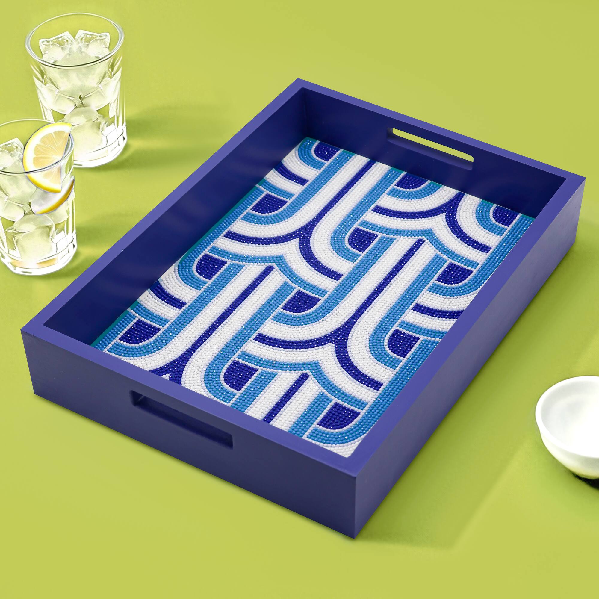 Jonathan Adler x Michaels 10" x 14" Blue Lines Diamond Art Tray Kit